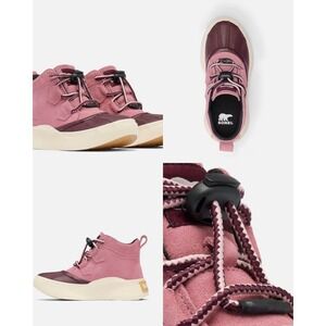 Sorel Kids Out N About III Conquest Waterproof Boots Pink Burgundy size 4